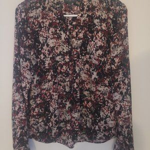 Floral burgundy,gray,black blouse